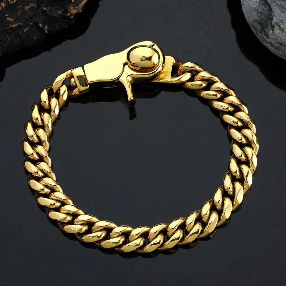 Hip Hop Jewelry Stainless Steel Bracelet Personalized Big Clasp High Polish Quality Cuban Chain Bracelet