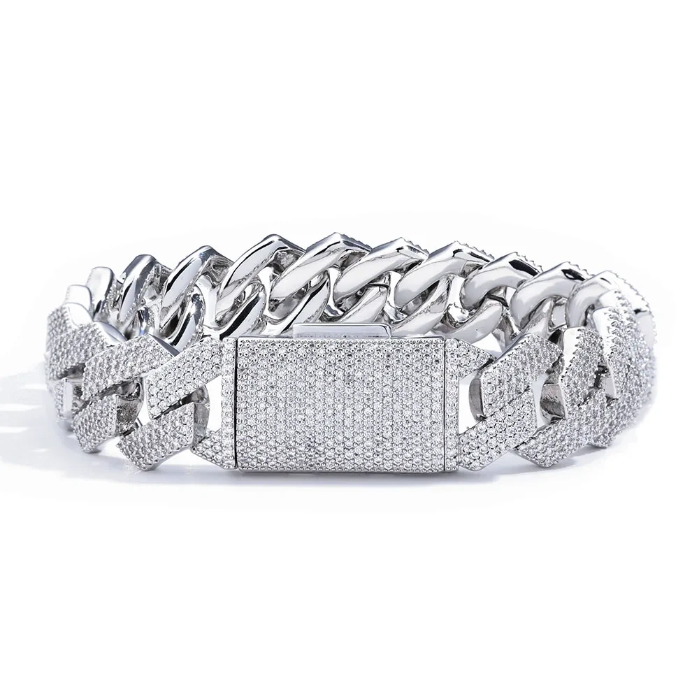 Hip Hop Jewelry 8/10/14/15/16/20/25mm Iced Out Cuban Link Chain Prong Diamond Cubic Zirconia Necklace Various Size Men Women