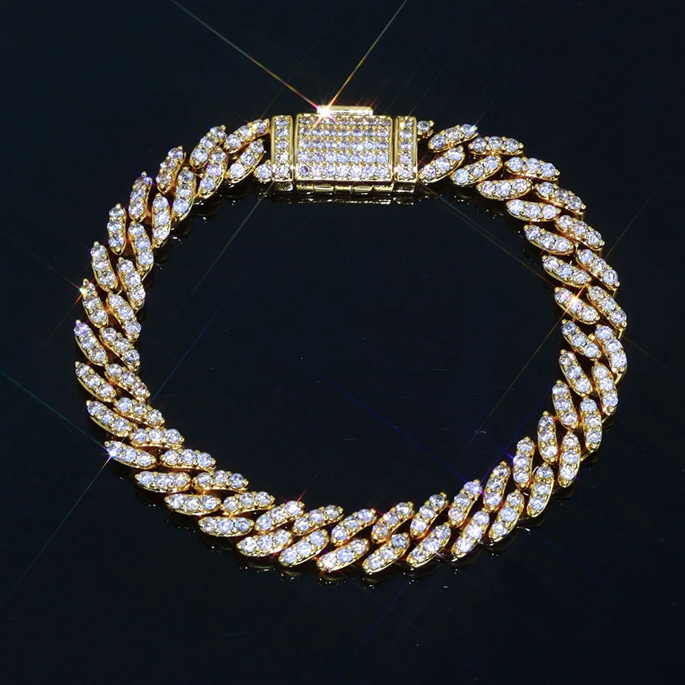 ESKEEM 8MM 1Row Iced Out Cuban Necklace Bling CZ Miami Cuban Link Chain For Women Men's Hip Hop Jewelry Gifts