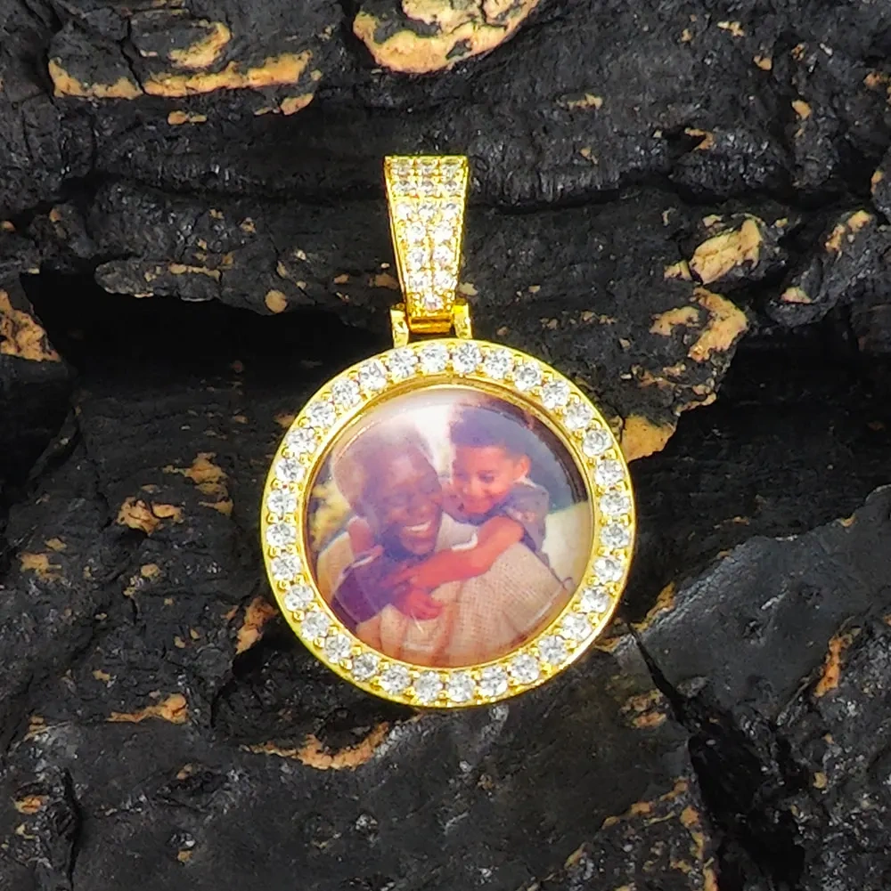 26MM Mini Size Custom Photo Necklace for Woemen Personalized Medallions Picture Pendant Zircon Hip Hop Custom Jewelry