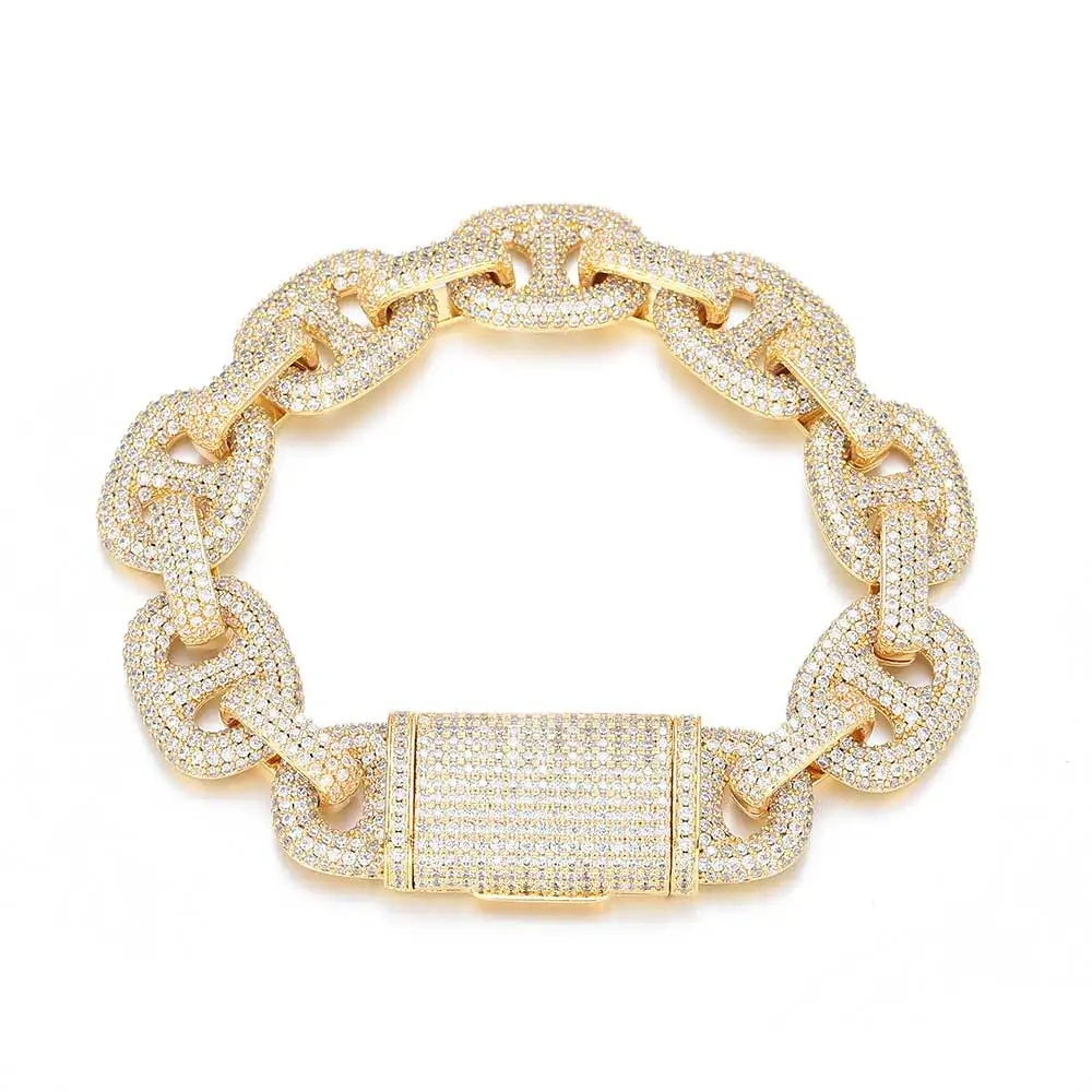 16MM CZ Miami Large Round Cuban Link Chain Bling Iced Out Custom Hip Hop Rapper The Pig Nose Cuban Link Chain