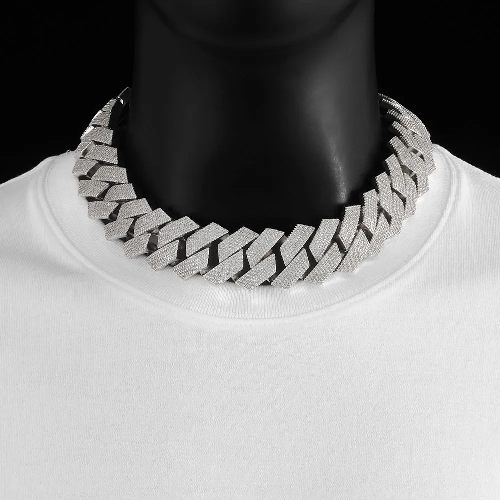 ESKEEM High Quality Heavy 7 Row Cubic Zirconia Cuban Link Chain Necklace 30mm Big Size Iced Out Hip Hop Jewelry for Men