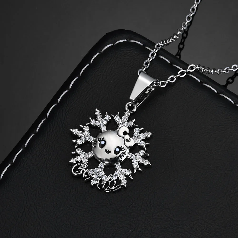 ESKEEM New Arrive Silver Plated Snowflake Smiling Face Pendant for Women Christmas Gift Cubic Zirconia Fashion Party Jewelry