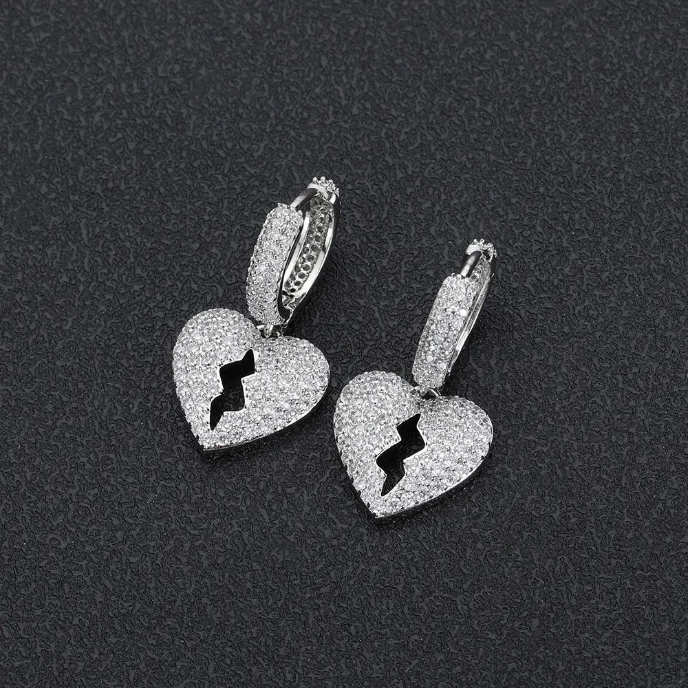 Rapper Rock Fashion Broken Heart Dainty Hip Hop Cubic Zirconia Mini Hoop Earrings For Women 2023 Trending Y2k Accessories