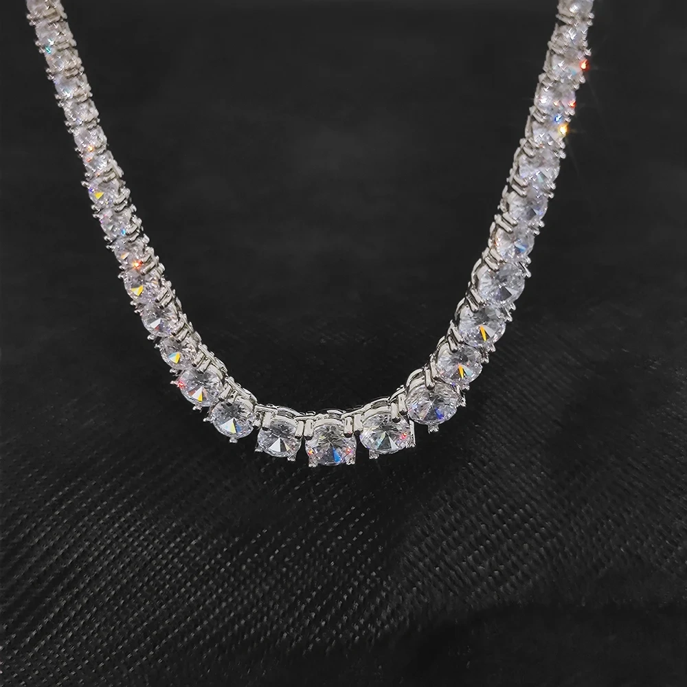 Gradient Size Zirconia Tennis Necklace New Trendy Personality Hip-Hop Couples Chain For Men And Women