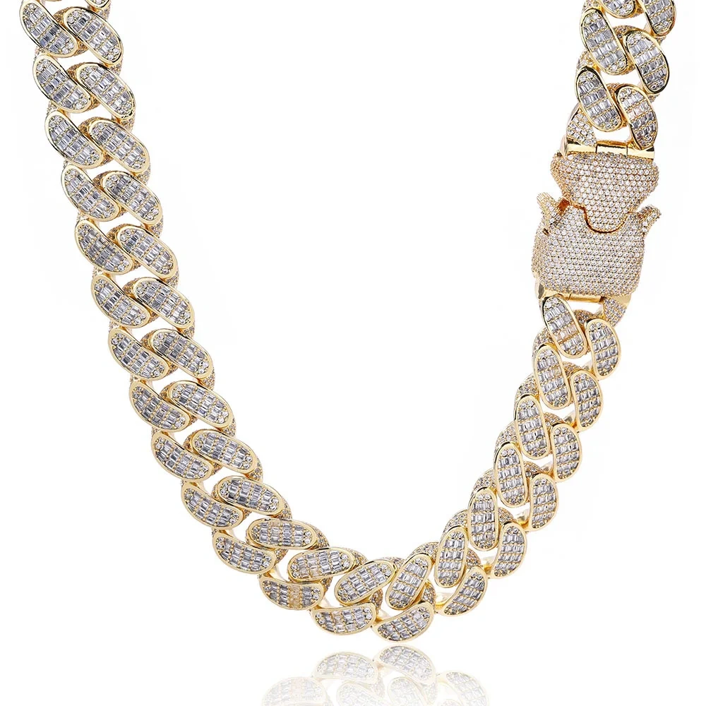 18mm T-Cubic Zirconia Cuban Link Chain Bling Heavy Iced Out Diamond Cuban Necklace For Men Party Gift Hip Hop Jewelry