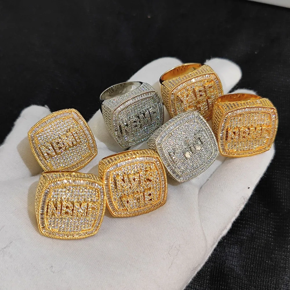 Hip Hop Jewelry Personalised DIY Name Letter Alphabet Ring Square Shape CZ Rings Charms Bling Trendy for Women Man