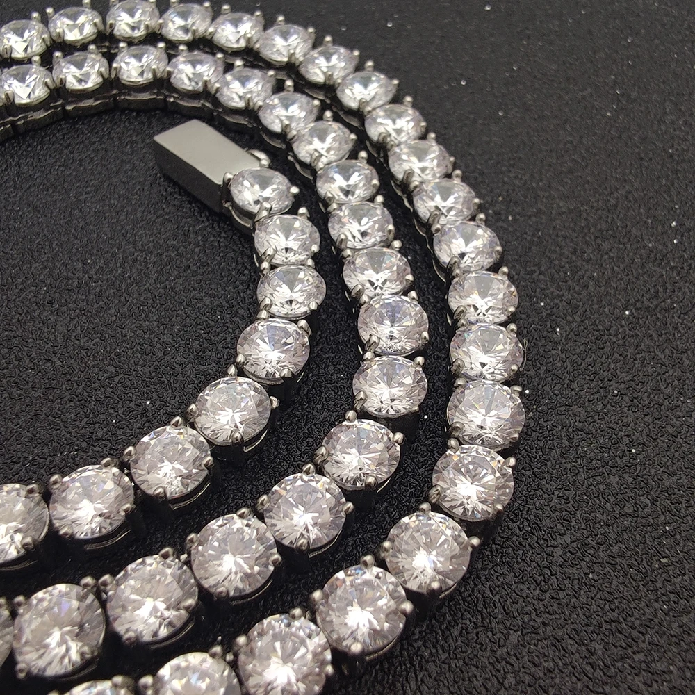 Fashion Hip Hop Jewelry Luxurious Ice Out Tennis Chain For Men Bling Stainless Steel Bracelet Free Custom Duble Side Logo