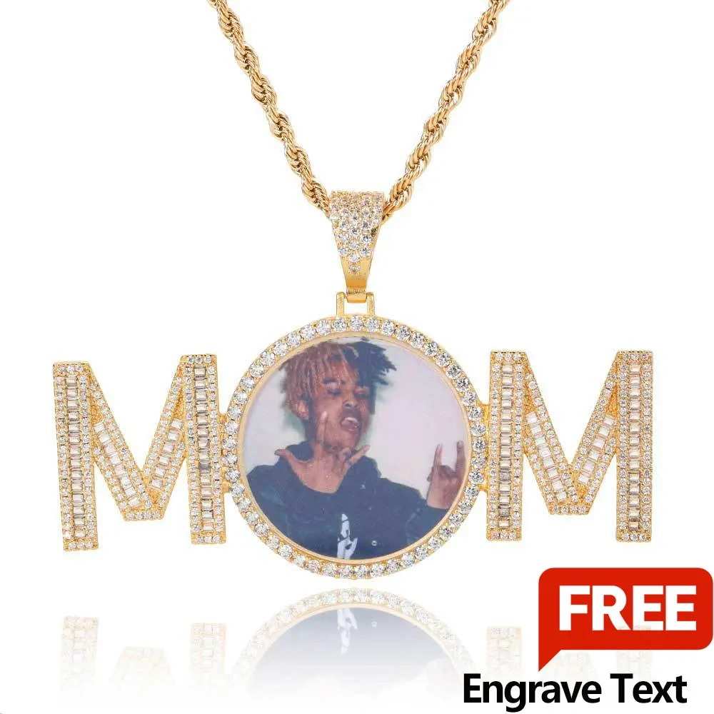 Iced Out Custom Memory Photo Necklace for Women Hip Hop Personalized Medallions Picture Best Gift for Mom Jewelry