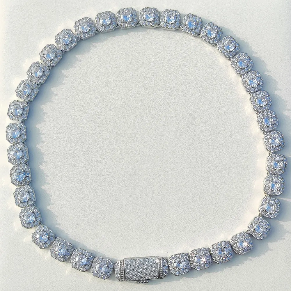 Hip Hop Jewelry 10mm 12mm Cluster Tennis Chain Necklace Fashion Women Bling Ice Zircon Tennis Chain Choker Necklace Party Gift ﻿
