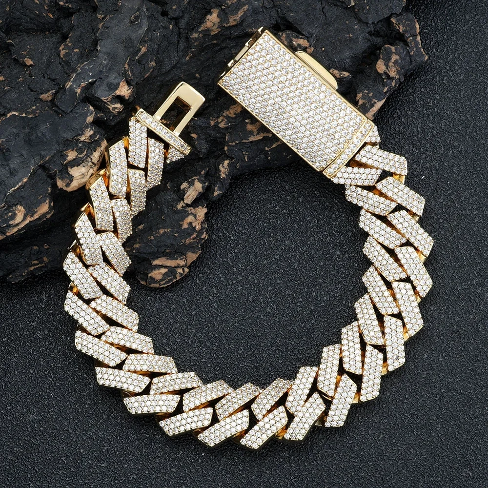 Hip Hop Jewelry 16mm Cuban Link Chain Iced Out Round Setting Diamond Stones Bling 3 Rows Miami CZ Necklace Men's Gift