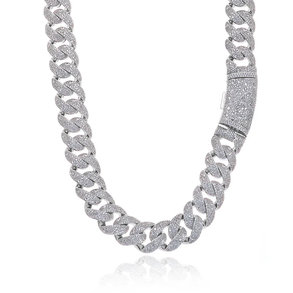 ESKEEM 22mm Shiny Irregular Diamond Chunky Cuban Necklace for Men Full Iced Out CZ Cuban Link Chain Hip Hop Jewelry