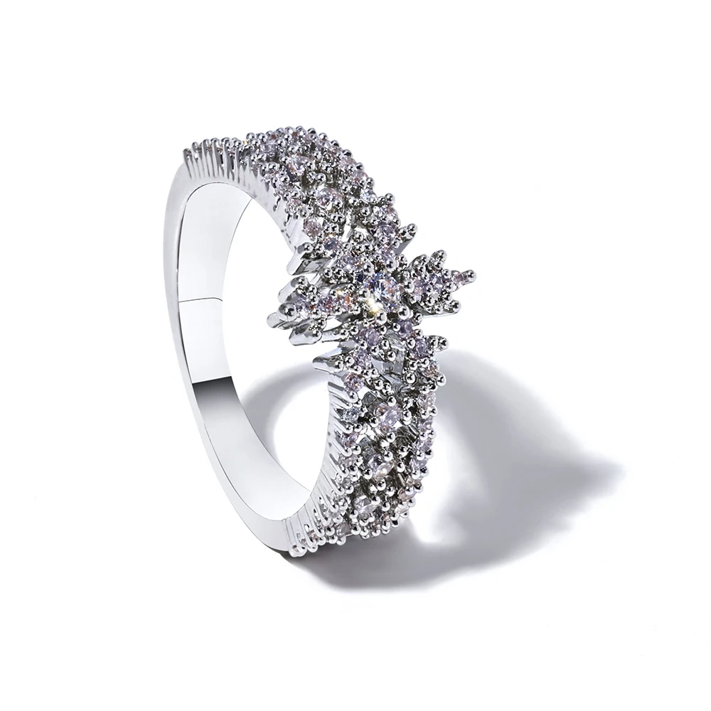 Winter Iced out Snowflakes Christmas Rings Sets Women's Fashion Jewelry for Anniversaries & Holidays