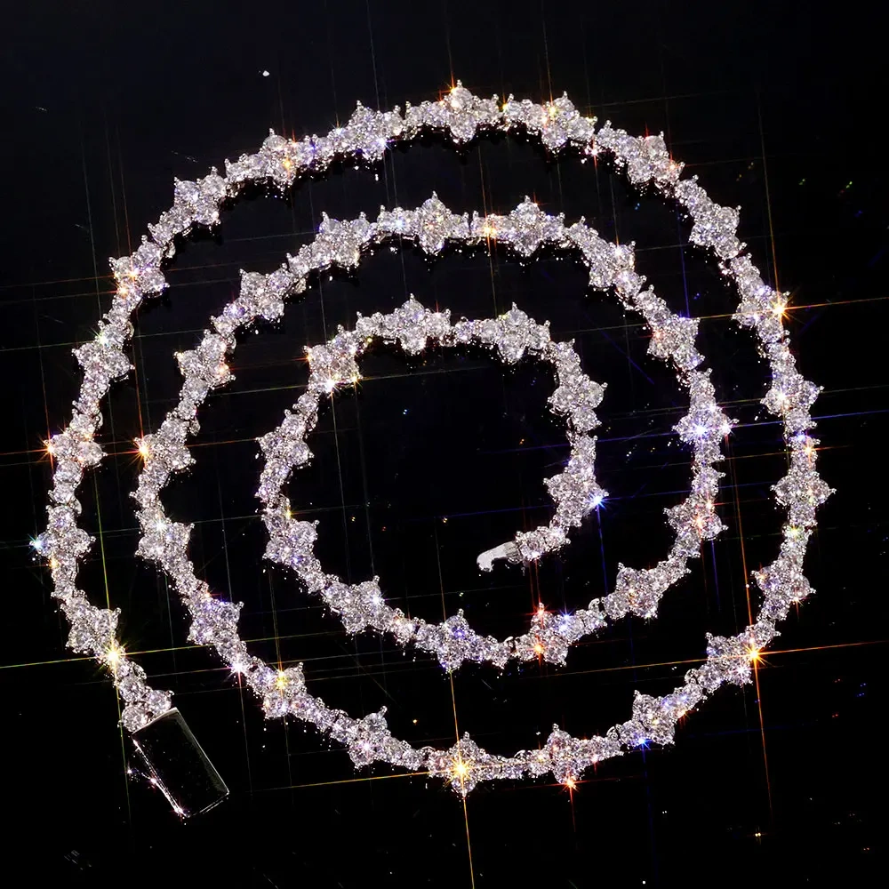 New Arrive Shimmering Honeycomb Tennis Necklace 18K Gold Plated Brass Bling Flower Star Shaped Tennis Chain Fashion Jewelry