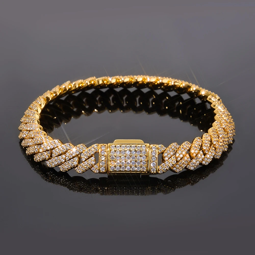 ESKEEM 8mm Iced Out Cuban Chain Full Pave Cubic Zirconia Prong Necklace for Men Hip Hop Jewelry Party Gift