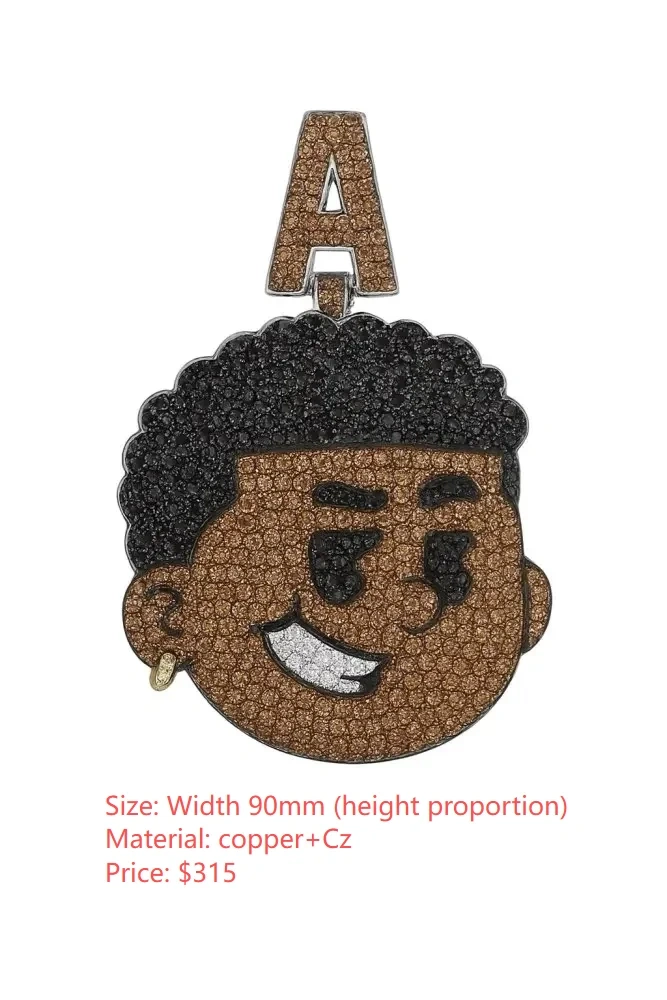 Hip Hop Custom Letter Name Logo Pendant Necklace with Zircon Diamond Polygonal Personality Exaggerated Medal