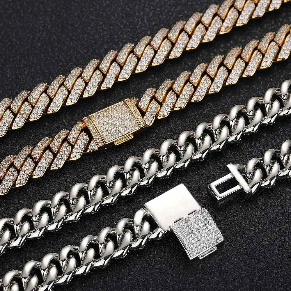 10MM Bling Ice out Cuban Bracelet Copper With Cubic Zircon Cuban Link Chain Hip Hop 2 Rows Ice Out Jewelry For Men Women
