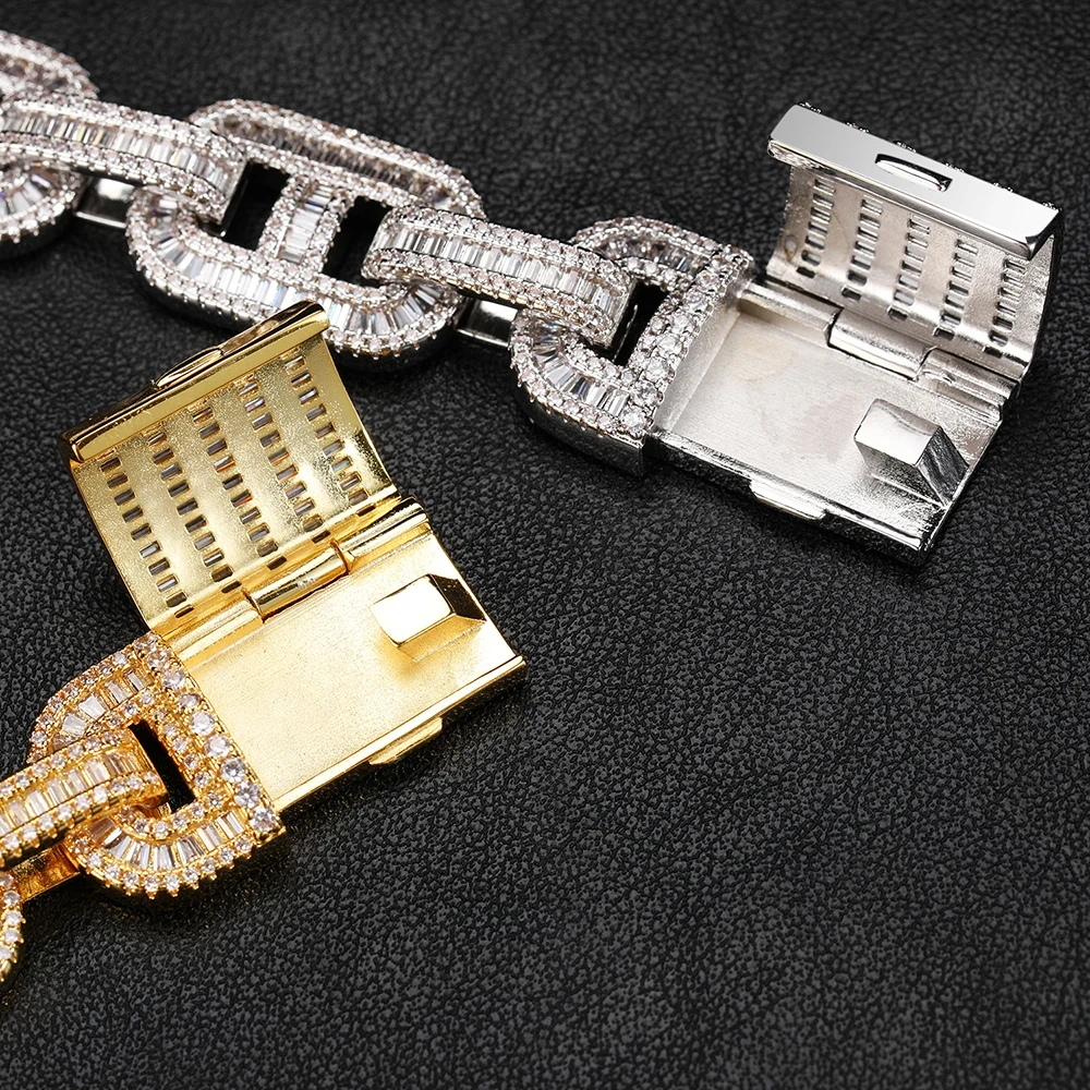15MM Hip Hop Punk Iced Out  Necklace Diamond Pave CZ Women Luxury 18k Gold Plating Coffee Bean Link Chain Dropshipping