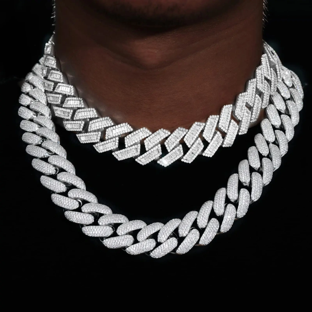 ESKEEM Custom Jewelry 925 Silver 18mm Moissanite Cuban Chain Round&T Shape VVS Moissanite Bracelet