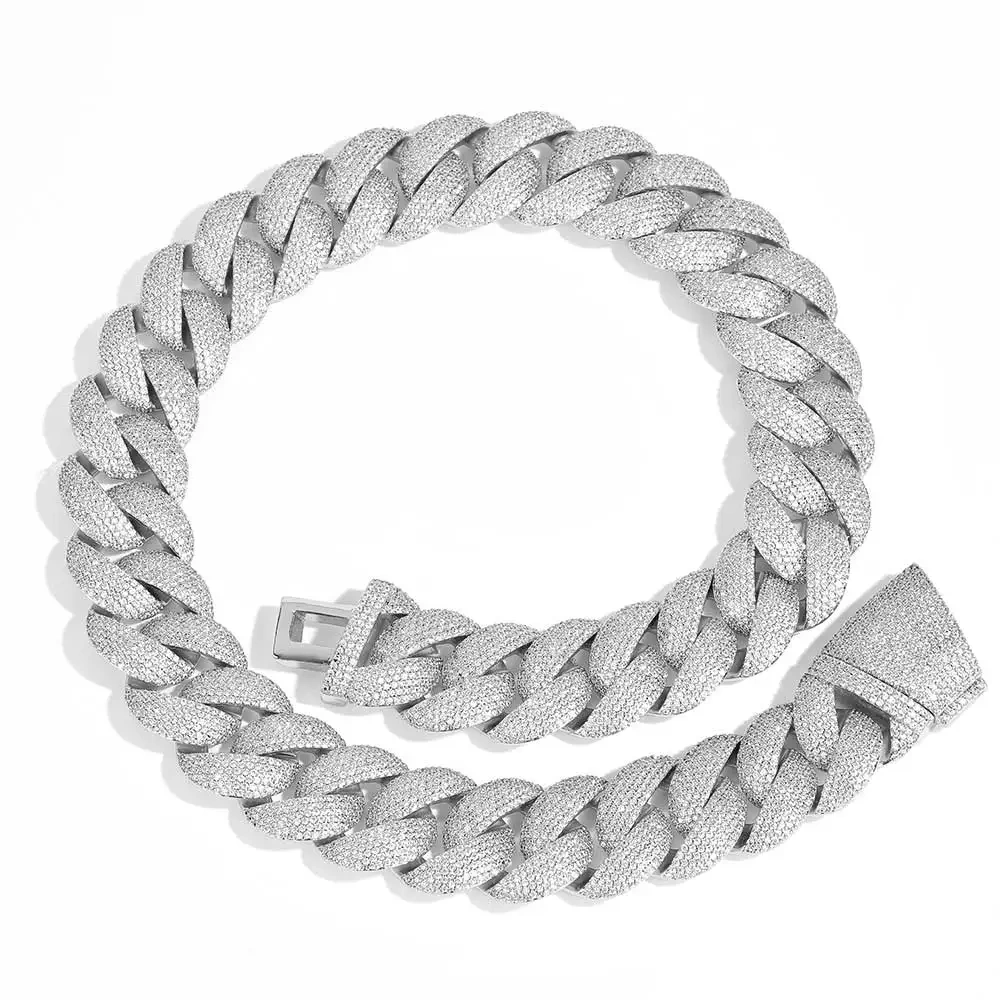 22mm 925 Sterling Silver VVS Moissanite Necklace Iced Out Cuban Link Chain For Men Latest Design Fine Hiphop Style Jewelry