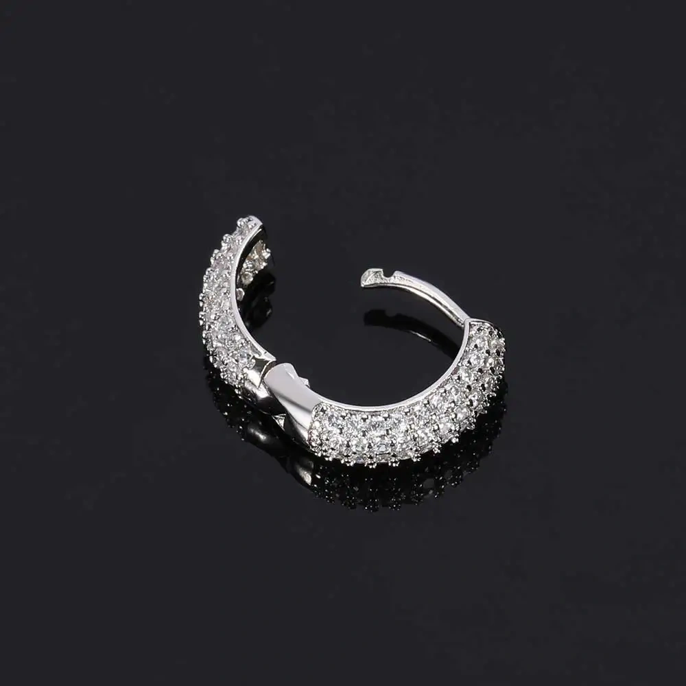 Dropshipping Luxury Hip Hop Iced Out Cubic Zirconia Cz Studs Hoop Earrings For Women Christmas Gift Jewelry