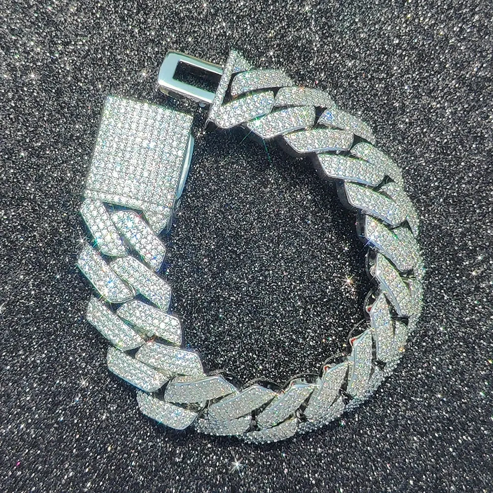 Hip Hop Jewelry 20MM Width 3 Rows Chunky And Heavy Cuban Link Chain Bracelet Iced Out Zirconia Fashion Rock Rapper Bracelet