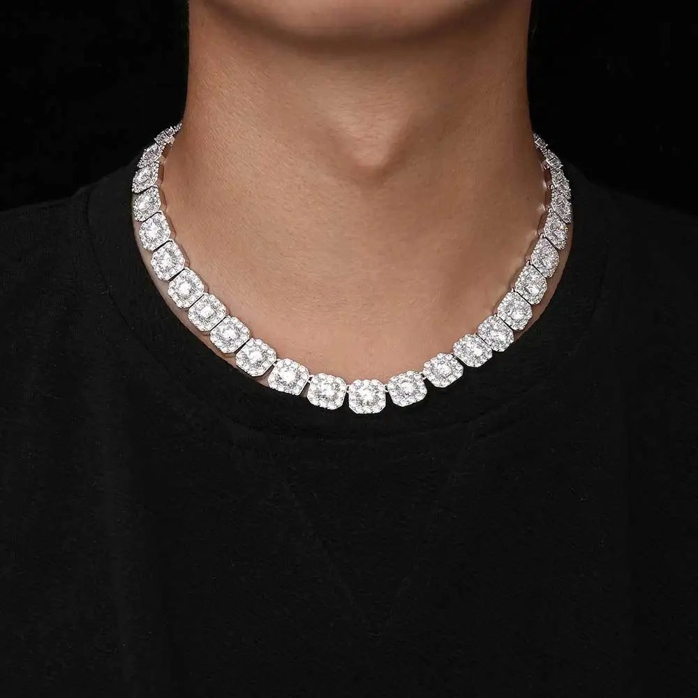 12mm Hip Hop Jewelry Pink/Treasure Blue/Sea Blue Girl Cluster Tennis Chain Cubic Zirconia Bling Diamond CZ Necklace For Women