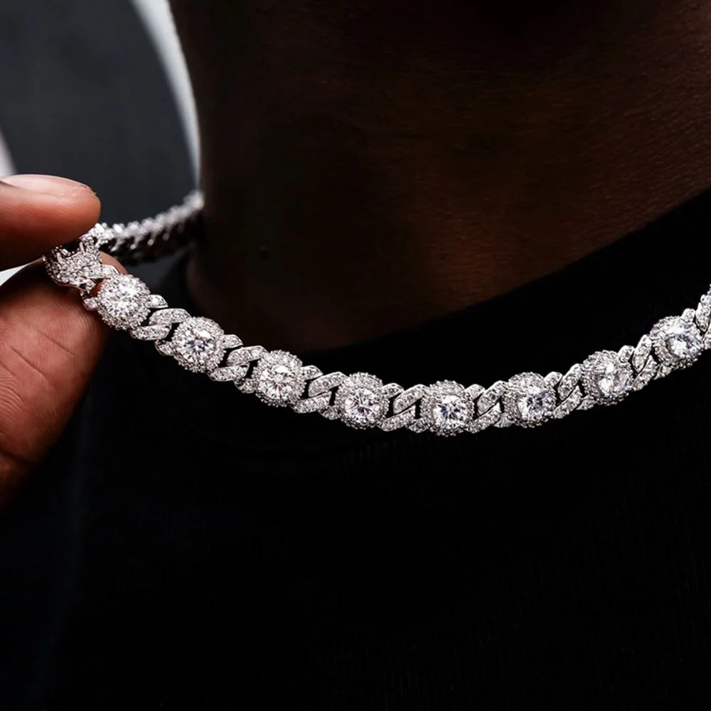 ESKEEM 7.5mm Full Iced Out Black Diamond Chain Necklace Hip Hop Jewelry Black Plating with Black CZ Women Choker Gift