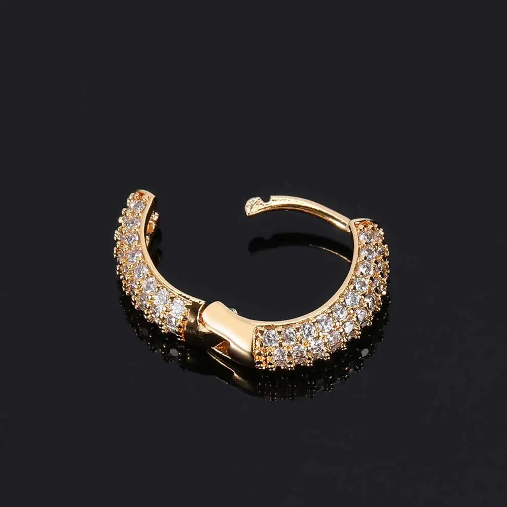 Dropshipping Luxury Hip Hop Iced Out Cubic Zirconia Cz Studs Hoop Earrings For Women Christmas Gift Jewelry