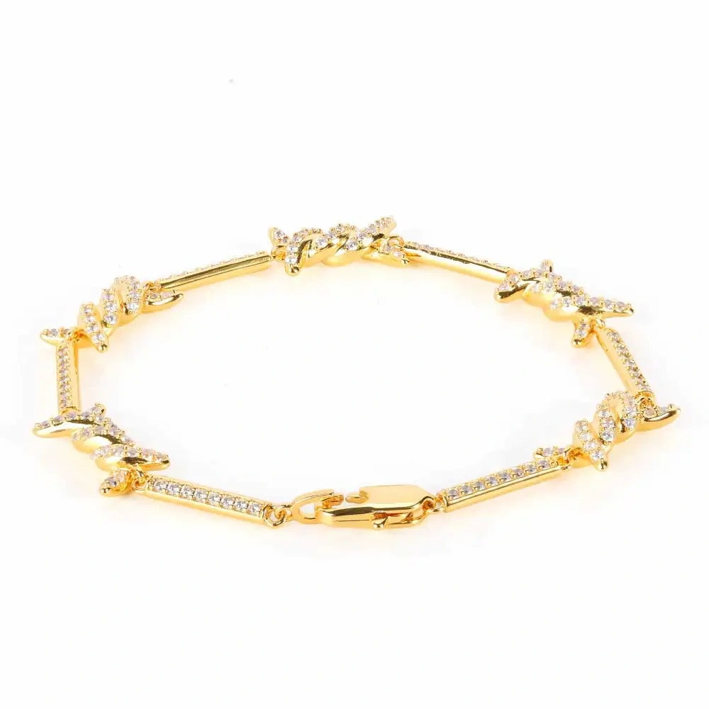 Fashion Women Bling Zircon Cz Necklace Hip Hop Iced Out Link Thorn Chain Choker Party Gift Drop Shipping