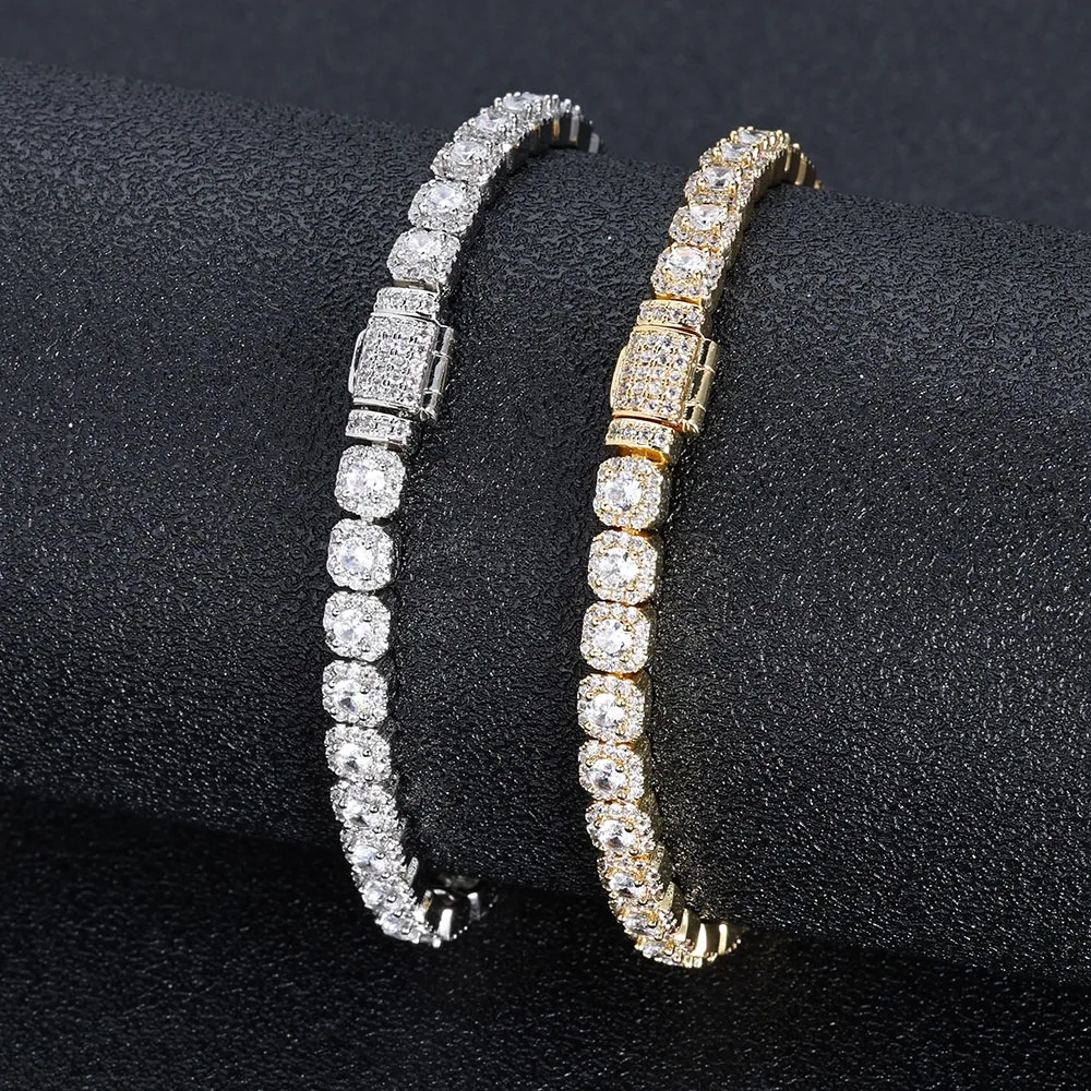 ESKEEM Fashion Jewelry 5mm Iced Tennis Bracelet White Gold Round Cut Diamond Inlaid 5A Zircon Women's Bracelet ﻿ ﻿