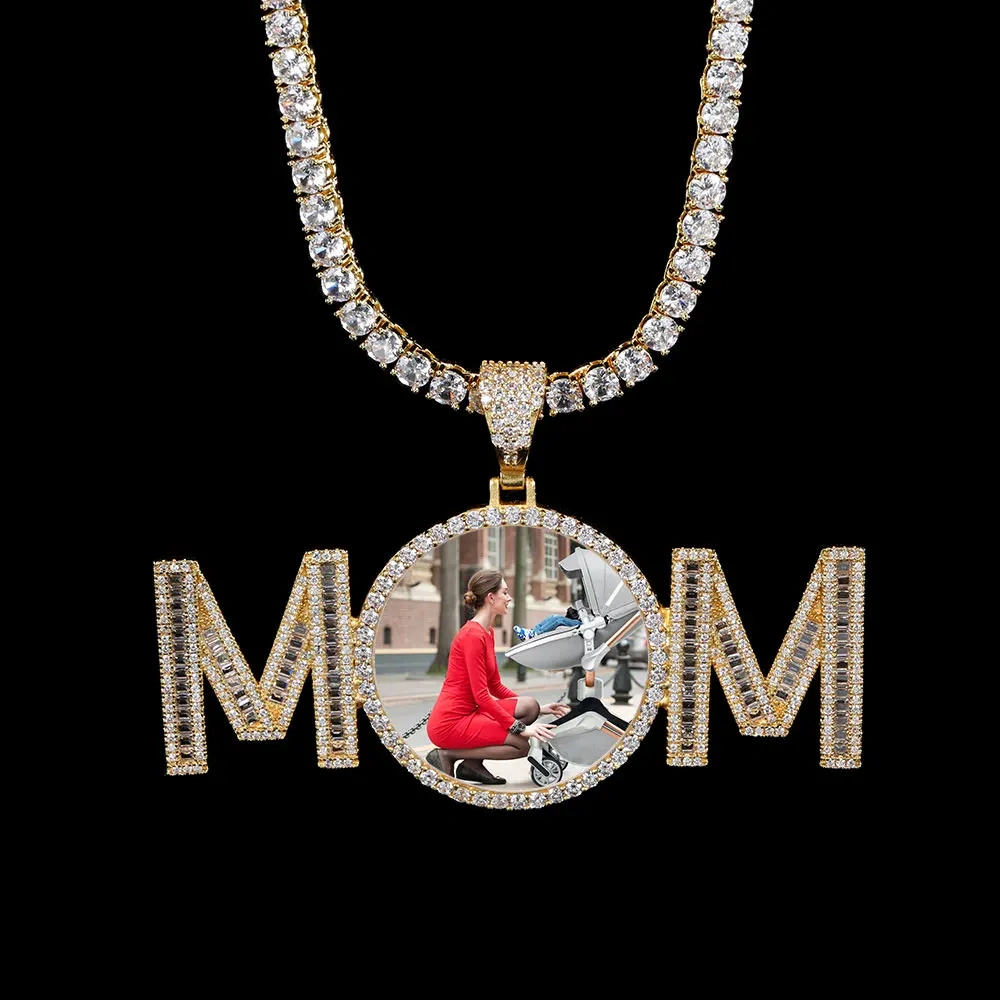 Iced Out Custom Memory Photo Necklace for Women Hip Hop Personalized Medallions Picture Best Gift for Mom Jewelry