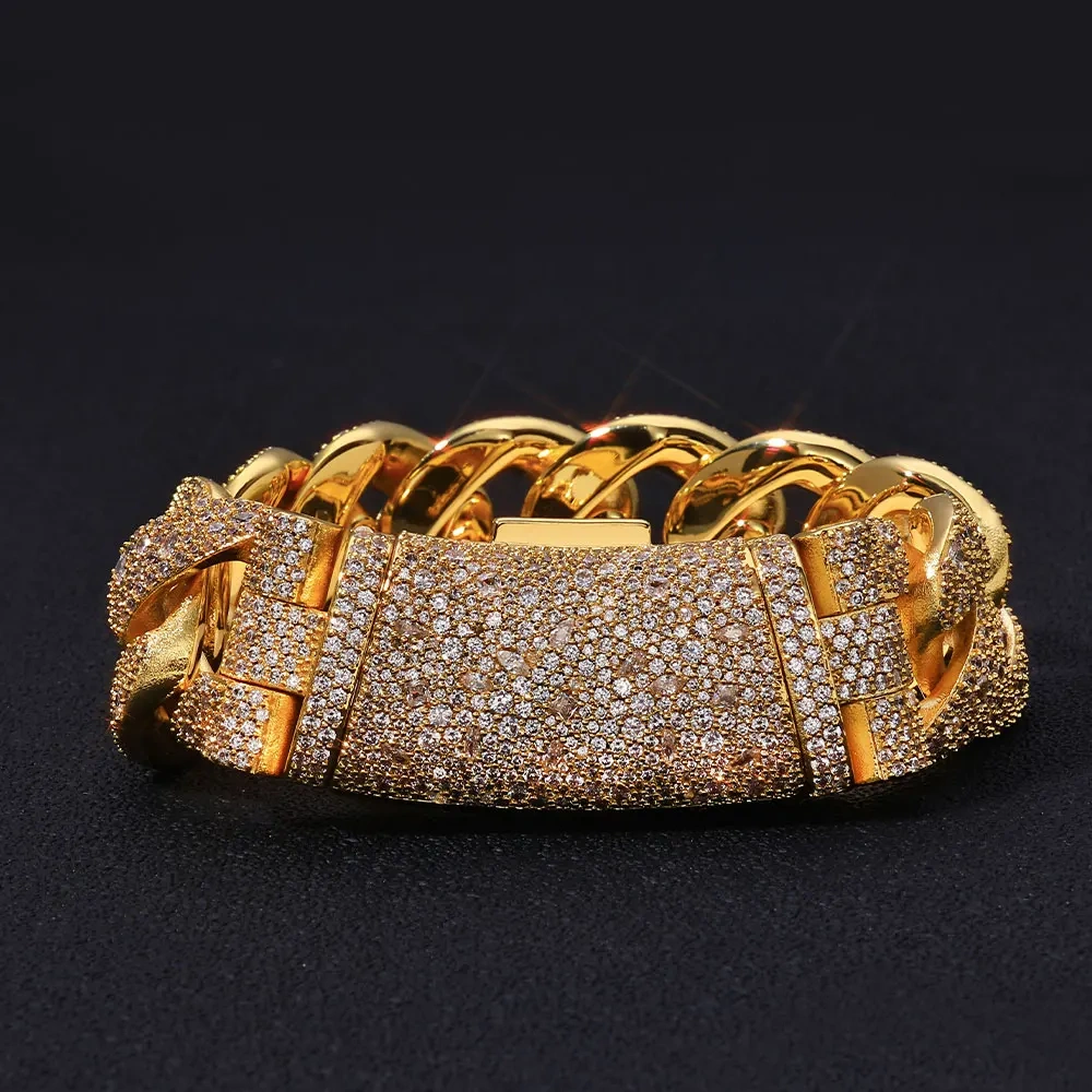 ESKEEM Hip Hop Jewelry 22mm Miami Cuban Bracelet Fully Iced Out Mixed-cut Round and Irregular-shaped Diamonds Chain
