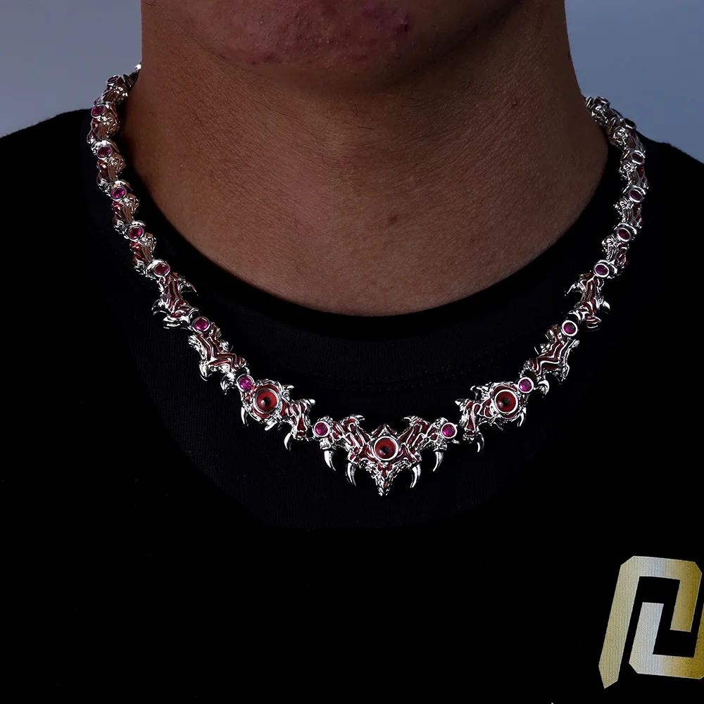 Hip Hop Jewelry New Fashion Jewelry Evil Eye Necklace Luxury Red CZ High Quality Men Women Eye Necklace Drop shipping  ﻿