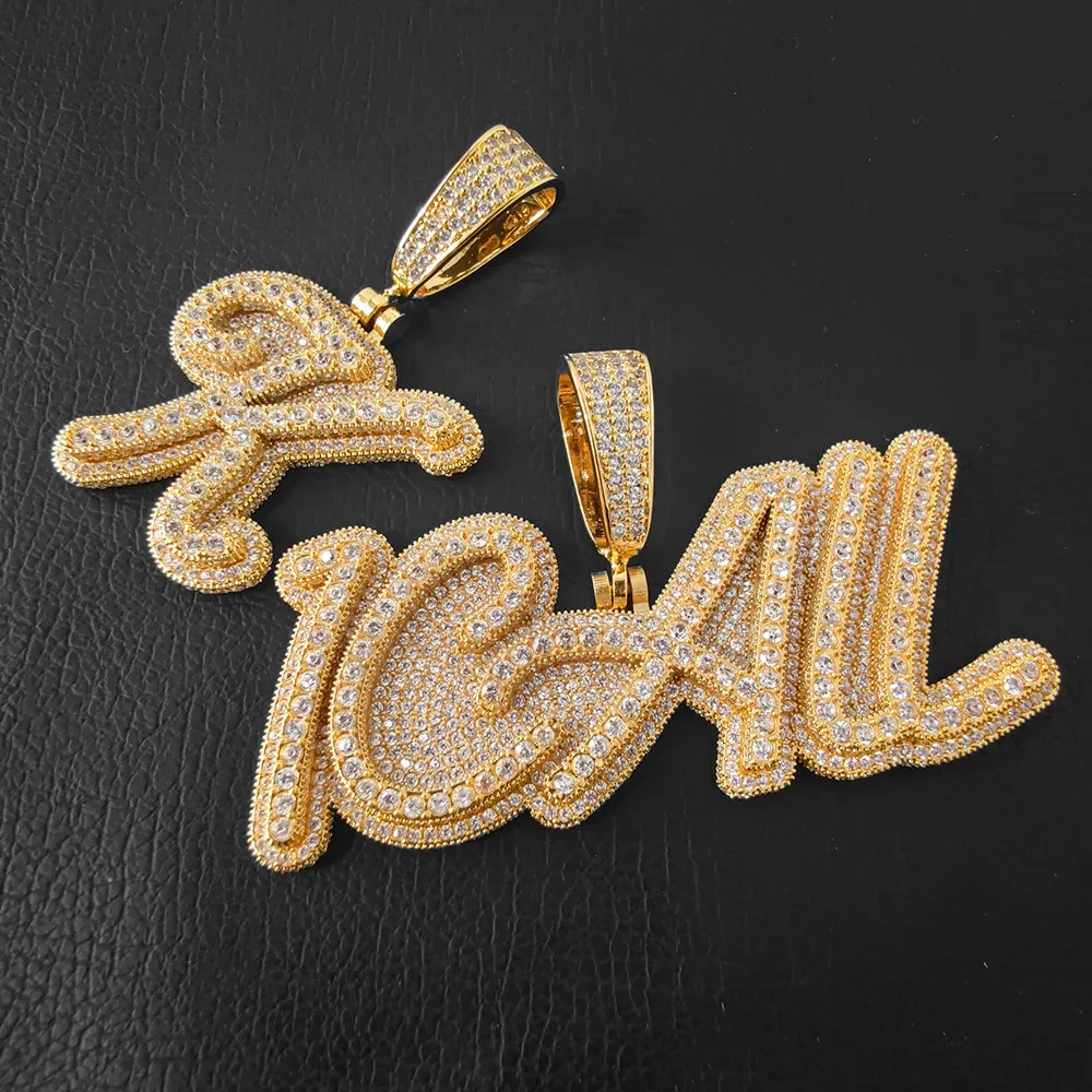 Hip Hop Custom Name Personalized Letter Thick Name Iced Out Letter Pendant Women Man Jewelry