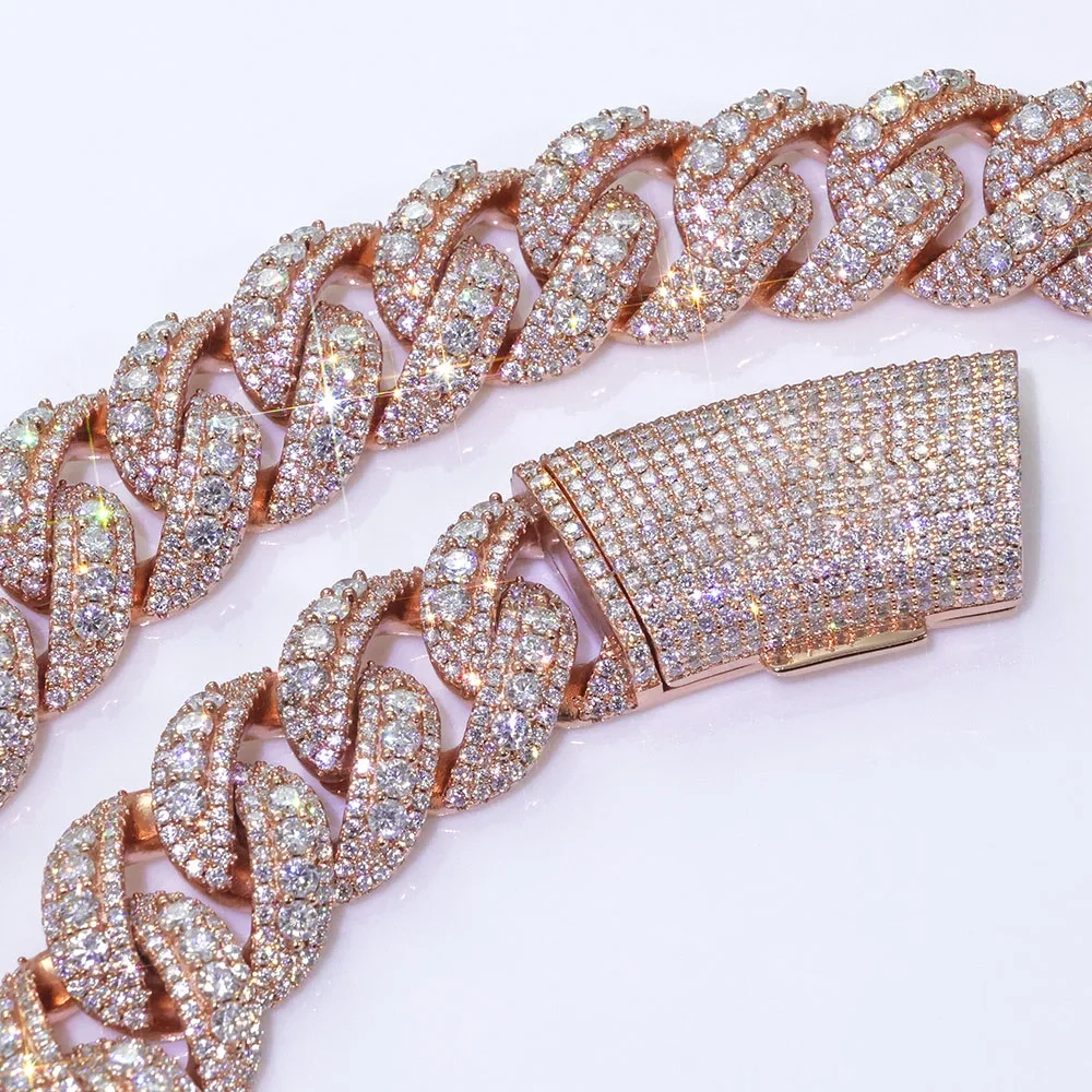 ESKEEM 22mm 3 Row Cuban Bracelet Rose Gold Plated Full Iced Out Cubic Zirconia Chain Hip Hop Luxury Jewelry Men Gift