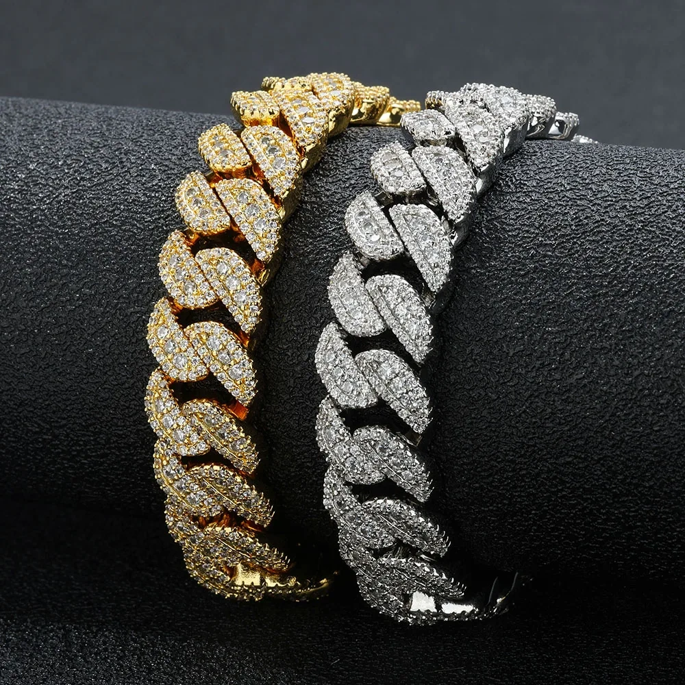 ESKEEM 14MM Miami Cuban Link Chain Necklace Fine Iced Out Mixed Inlay Baguette Round CZ Hip Hop Jewelry