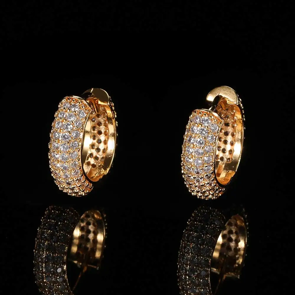 Dropshipping Luxury Hip Hop Iced Out Cubic Zirconia Cz Studs Hoop Earrings For Women Christmas Gift Jewelry