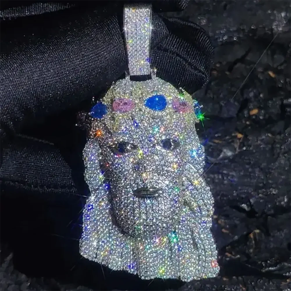 Mens Diamond Jesus Head Inlaid Colorful Zircon Silver Gold Face Christ Big Pendant For Gift Drop Shipping