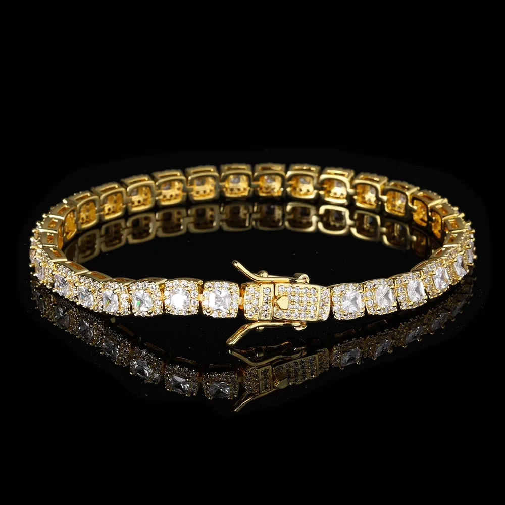 Women's 5mm Full Diamond Cuban Chain Hip Hop Rock Sugar Chain Personalized Splicing CZ Bling Tennis Chain Valentine's Day Gift