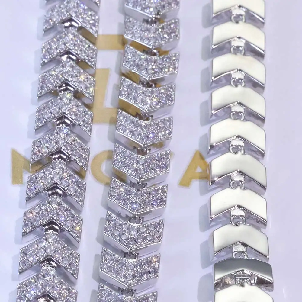 ESKEEM Durable 8MM Cuban Link Chain Gold Plated Arrow Design Full Iced Out Cubic Zircon Bracelet Micro Pave Hip Hop Jewelry Gift