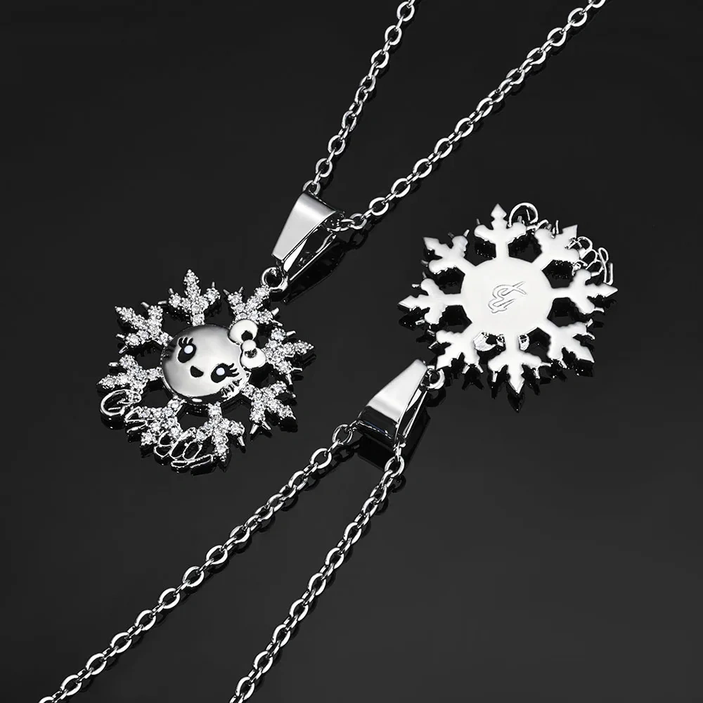 ESKEEM New Arrive Silver Plated Snowflake Smiling Face Pendant for Women Christmas Gift Cubic Zirconia Fashion Party Jewelry