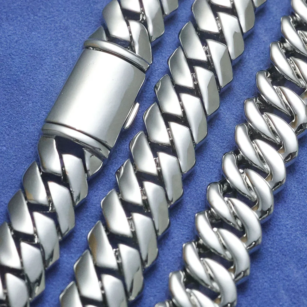 ESKEEM Hip Hop 12MM S925 Silver Solid Filled Monaco Chain Real 14k Gold Plated Miami Cuban Link Choker Necklace Men's Jewelry