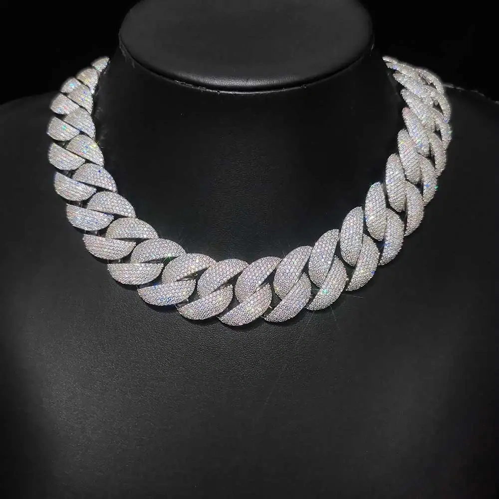 Hip Hop Full Iced Out Zircon 5-Row Stone Heavy And Thick Necklace 22mm Cuban Link Chain Personalized Men's Jewelry Drop Shipping