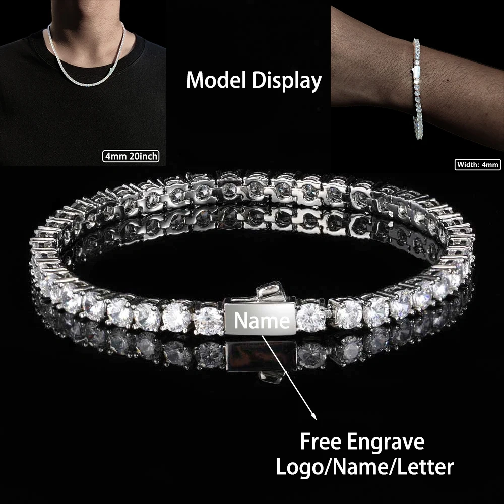 Tennis Chain 3mm 4mm 5mm 1 Row Bling Zircon Copper Material Necklace Hip Hop Man and Women Iced Out Jewelry