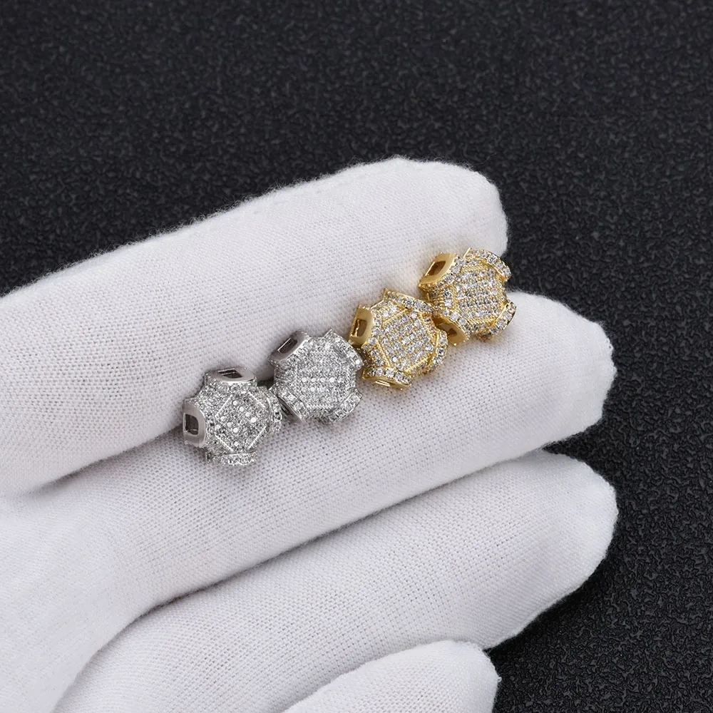 Hip Hop Style Iced Out Needle Ear Studs Brass Micro Pave Shiny Zircon Studs Women Jewelry Christmas gifts