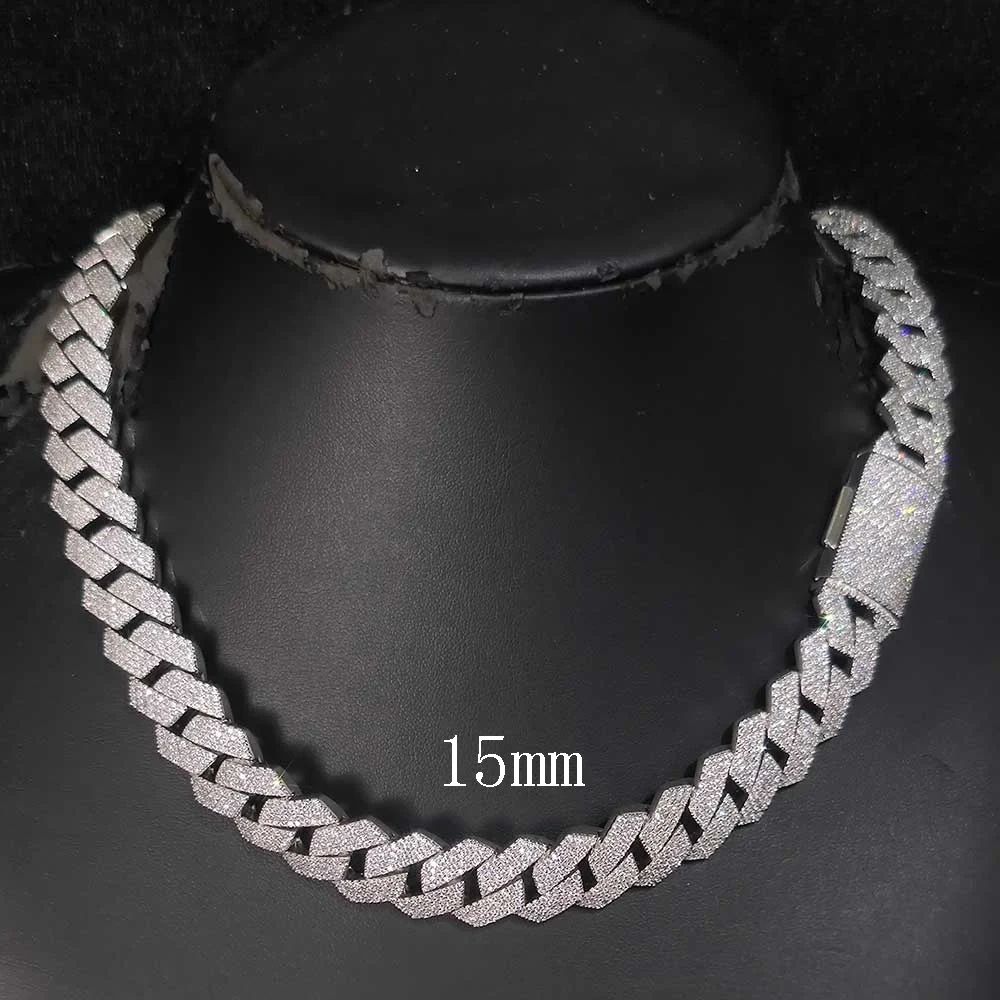Hip Hop Jewelry 8/10/14/15/16/20/25mm Iced Out Cuban Link Chain Prong Diamond Cubic Zirconia Necklace Various Size Men Women