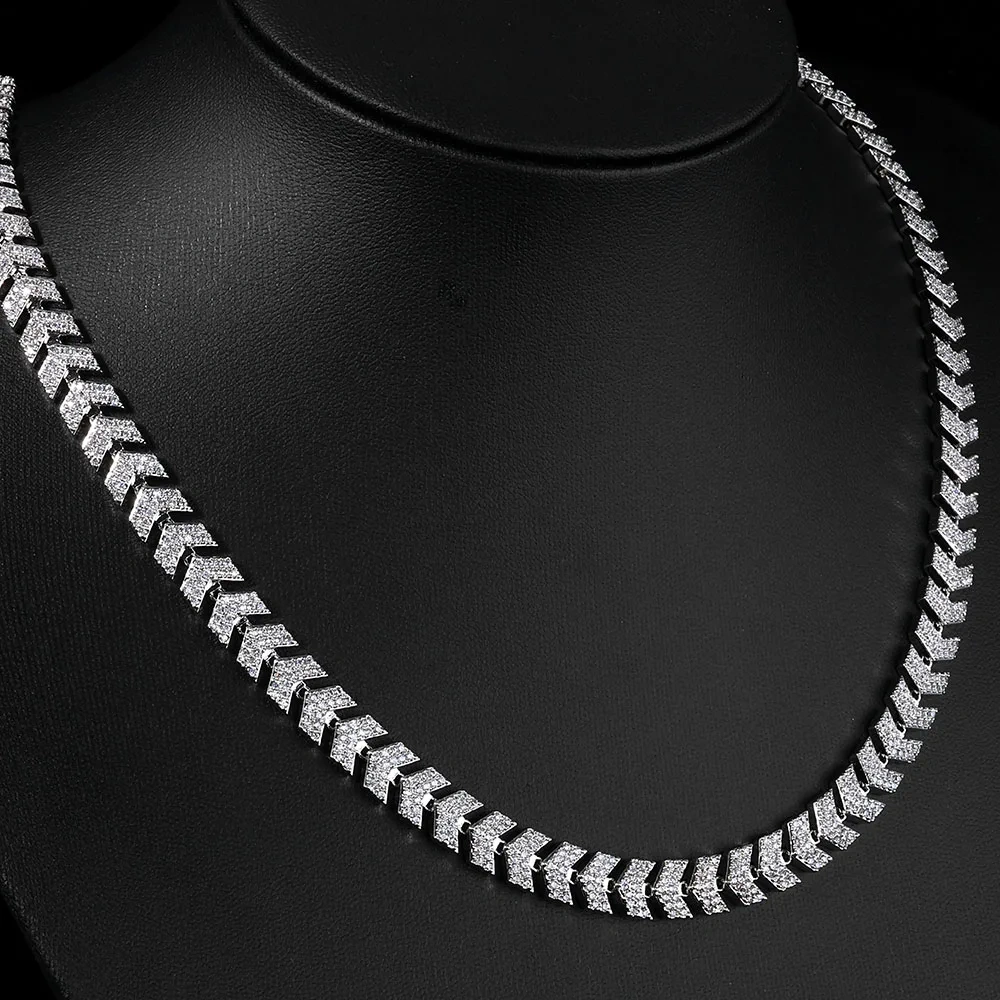 ESKEEM Durable 8MM Cuban Link Chain Gold Plated Arrow Design Full Iced Out Cubic Zircon Bracelet Micro Pave Hip Hop Jewelry Gift