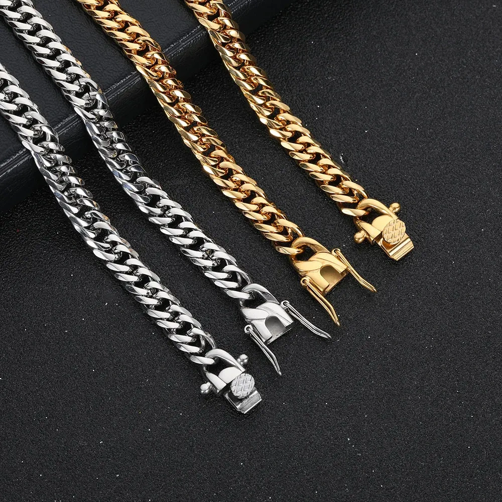 ESKEEM New Style Hip Hop Fashion Jewelry Miami Cuban Link Chain Stainless Steel Bracelet For Men Drop Shipping