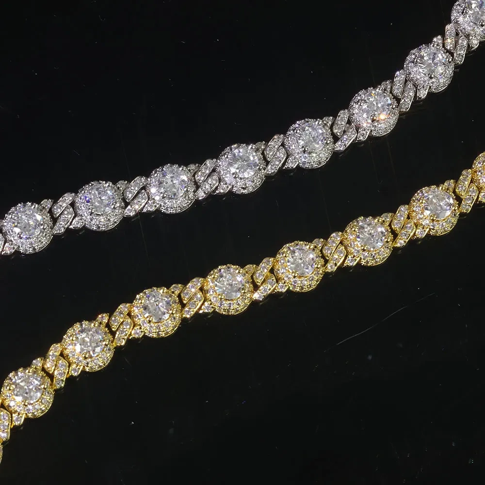 ESKEEM Iced Out Diamond Bead Cuban Chain Necklace Hip Hop Jewelry Full Pave Bling Big Round CZ Cuban for Women Men